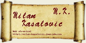 Milan Kasalović vizit kartica